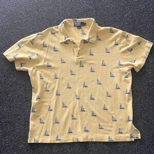 Rare Vintage Yellow Polo Ralph Lauren Tee Allover design